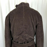 LL Bean Belted Tie Sash Ruffled Corduroy Blazer Jacket Womens 14 Chocolate Brown