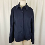 Talbots Stretch Button Up Heavyweight Shirt Lightweight Jacket Womens 8 Navy