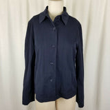 Talbots Stretch Button Up Heavyweight Shirt Lightweight Jacket Womens 8 Navy