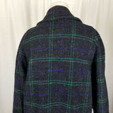 Spencer Douglas Wool 1980s Plaid Peacoat Coat Womens 12 Vintage Knit Cuffs USA