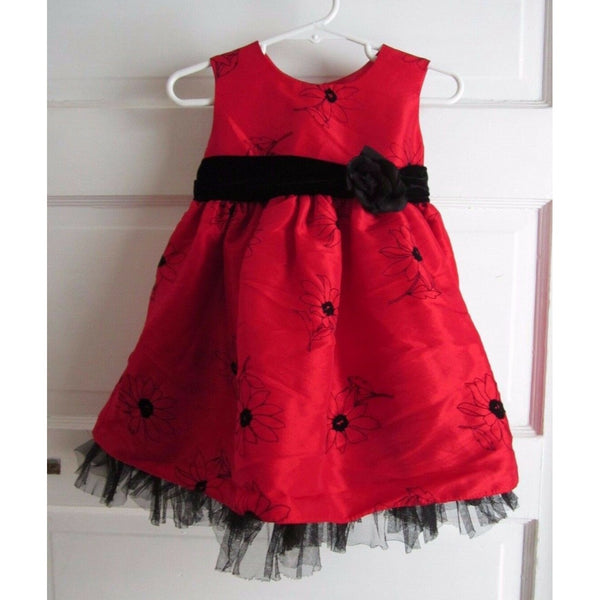 La Princess Embroidered Floral Taffeta Velvet Sash Twirl Party Dress Girls 18M