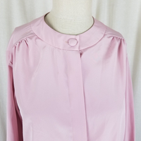 Vintage Castleberry Collarless Button Tie Scarf Blouse Top Tunic Womens 10 Pink