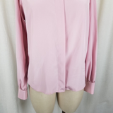 Vintage Castleberry Collarless Button Tie Scarf Blouse Top Tunic Womens 10 Pink