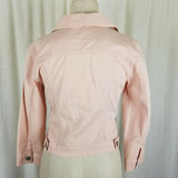 Ann Taylor Loft Baby Pink Cropped Trucker Denim Jean Jacket Womens XS 3/4 Sleeve
