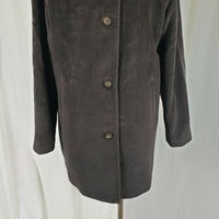 Jones New York Hooded Wool Midi Peacoat Coat Womens 6 Chocolate Brown G-III Long