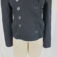 Rave Wool Cropped Military Double Breasted Peacoat Womens M Black Punk Rocker