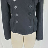 Rave Wool Cropped Military Double Breasted Peacoat Womens M Black Punk Rocker