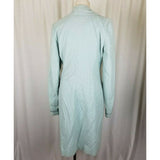 Long Tall Sally Cotton Summer Trench Coat Womens 12 Fitted Light Teal Blue Green