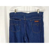 Vintage Wrangler Slim Fit Denim Blue Jeans Mens 34 Medium Made in USA 84413KB