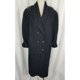 Vintage Jofeld Petites Forstman Winter Wool Pea coat Womens 12P Leather Accents