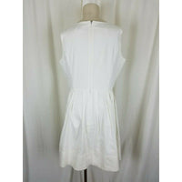 Ellen Tracy White Cotton Summer Sundress Pleated Dress Womens 12 Weighted Lined