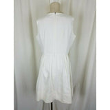 Ellen Tracy White Cotton Summer Sundress Pleated Dress Womens 12 Weighted Lined