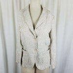Gui Italy Linen Flax Eyelet Lace Look Woven Button Blazer Jacket Womens 8 Tan
