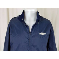 Vintage Chevy Chevrolet Embroidered Nylon Navy Blue Windbreaker Jacket Mens S M