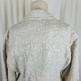 Gui Italy Linen Flax Eyelet Lace Look Woven Button Blazer Jacket Womens 8 Tan