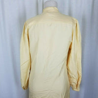 Vintage Casi Yellow Silk Full Button Up Shirt Dress Jumper Womens 6 Long Sleeve