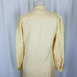 Vintage Casi Yellow Silk Full Button Up Shirt Dress Jumper Womens 6 Long Sleeve