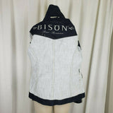 Bison Woman Raw Romance Gray Blue Crosshatched Jean Denim Blazer Jacket Womens M