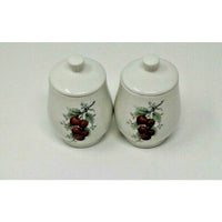 SYRACUSE Carefree True China Wayside Fruit 5" Sugar Bowls With Lids USA Set Of 2