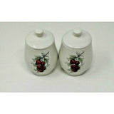 SYRACUSE Carefree True China Wayside Fruit 5" Sugar Bowls With Lids USA Set Of 2