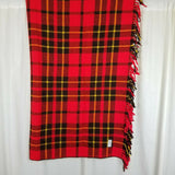 Vintage PLAID Fringe Stadium Carriage Throw Blanket WOOL Faribo Fluff-LOOMED