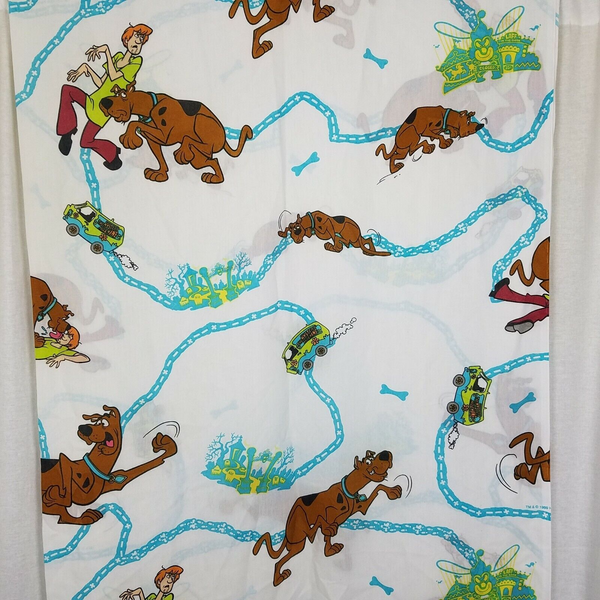 1999 Scooby-Doo Twin Fitted Flat Sheet Set Fabric Craft Hanna-Barbera Dan River