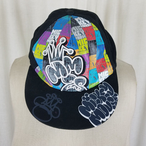Mickey Mouse Disney Parks Hip Hop Graffiti Baseball Hat Flexfit Elastic Adult OS