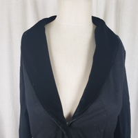 J.Jill Wool Jacket Blazer Womens S Black Velvet Collar Trim Plunge Neckline