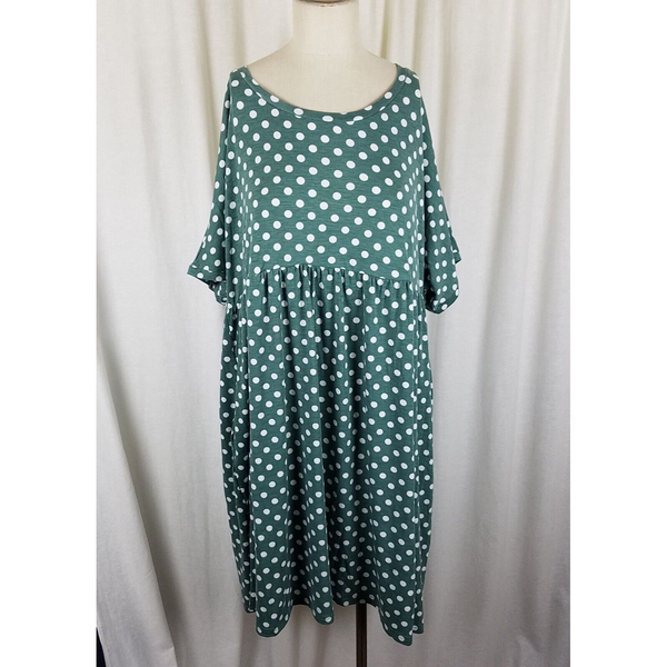 Suzanne Betro SB Polka Dot Print Empire Waist Twirl Swing Dress Womens 4X Plus