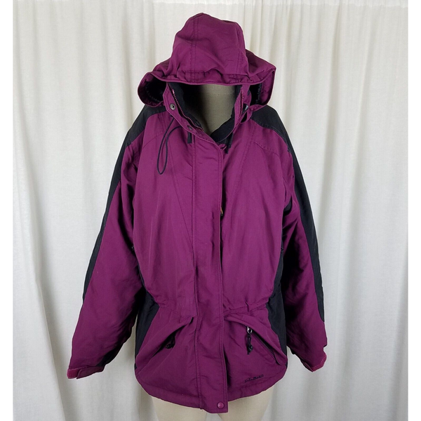 Vintage LL Bean Hooded Winter Snow Parka Jacket Womens S Thinsulate Raspberry