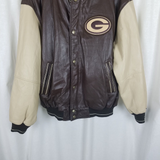 Vintage GIII Carl Banks Green Bay Packers Leather 2 Sided Bomber Jacket Mens XL