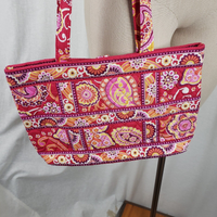 Vera Bradley Raspberry Fizz Shoulder Bag Handbag Tote Large Purse Quilted Toggle