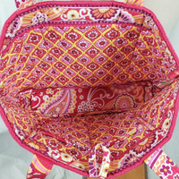 Vera Bradley Raspberry Fizz Shoulder Bag Handbag Tote Large Purse Quilted Toggle