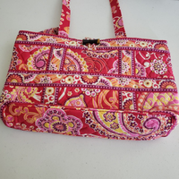 Vera Bradley Raspberry Fizz Shoulder Bag Handbag Tote Large Purse Quilted Toggle