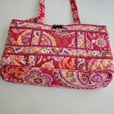 Vera Bradley Raspberry Fizz Shoulder Bag Handbag Tote Large Purse Quilted Toggle