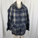 Bill Blass Wool Flannel Plaid Button Up Barn Jacket Shacket Womens L Vintage