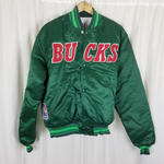 Milwaukee Bucks Vintage Starter Green Satin Bomber Jacket Mens M NBA 80s 90s USA