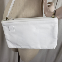 Anne Klein Calderon White Leather Shoulder Bag Handbag Purse Crossbody Clutch