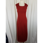Peruvian Connection Pima Cotton Sangria Ribbed Shoulder Maxi Dress Womens XS