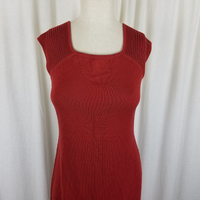 Peruvian Connection Pima Cotton Sangria Ribbed Shoulder Maxi Dress Womens XS