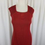 Peruvian Connection Pima Cotton Sangria Ribbed Shoulder Maxi Dress Womens XS