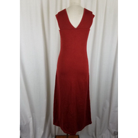 Peruvian Connection Pima Cotton Sangria Ribbed Shoulder Maxi Dress Womens XS