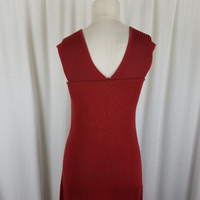 Peruvian Connection Pima Cotton Sangria Ribbed Shoulder Maxi Dress Womens XS