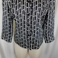 Talbots Silk Black & White Printed Button Up 3/4 Sleeve Jacket Blazer Womens 8
