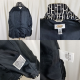 Talbots Silk Black & White Printed Button Up 3/4 Sleeve Jacket Blazer Womens 8