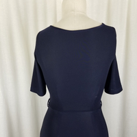 Leona Edmiston Stretch Faux Wrap Fit & Flare Twirl Dress Womens 2 Banded Waist