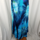 Vintage Asymmetrical Blue Tie Dye Dress Flowing Band Collar Maxi Halter Womens S