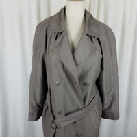 Vintage Etienne Aigner Double Breasted Belted Military Spy Trench Coat Womens 8P