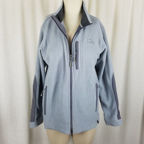 Vintage LL Bean Polartec Powder Blue Fleece Full Zip Up Jacket Womens M