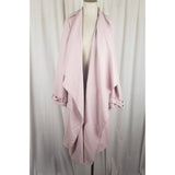 Eliza J Stretch Shawl Collar Draped Ruffled Swing Wrap Coat Womens L Blush Pink